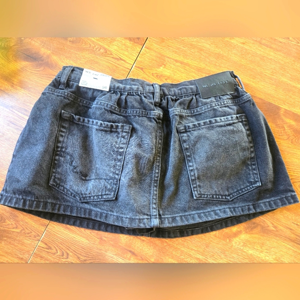 Free People Black Denim Mini Skort